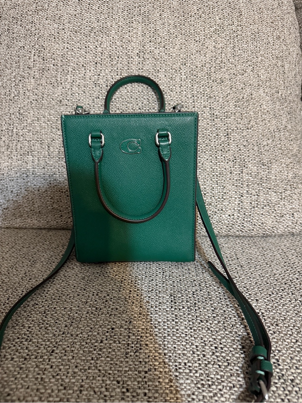 Coach Green Structured Leather Crossbody Tote